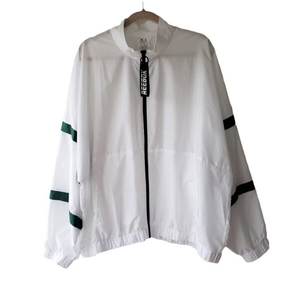 Reebok White & Green Windbreaker Track Jacket Lightweight Size 2X Lile New - Picture 4 of 9